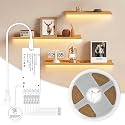 Under Cabinet COB Led Light Strip kit,16.4ft/5m Cuttable 3000K,Diffused Power with 6 Outlets,Touch Switch&amp;Dimmer Strip for Curio Cabinet,Book Shelf,Wardore,Wine Rack