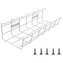 Under Desk Cable Management- 1 Pack Cord Organizer. Metal Wire Cable Management Tray for Office, Studio and Home. Super Sturdy Under Table Cable Management - White Cable Organizer