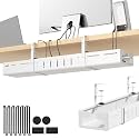 Under Desk Cable Management Tray,Expandable 25.2" – 38.6",White