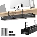 Under Desk Cable Management Tray,Expandable 25.2" – 38.6",Black