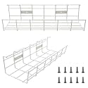 Under Desk Cable Tray - 2 Pack Cable Raceway for Wire Management. Metal Wire Organizer for Office, Studio and Home. Super Sturdy Cord Organizer for Desk - White Cable Management Under Desks