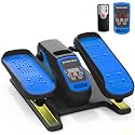 Under Desk Elliptical Machine, Electric Elliptical Exerciser for Senior, Quiet &amp; Small Electric Seated Pedal Exerciser for Home with Monitor, Remote Control &amp; 12 Adjustable Speeds (Blue-Update)