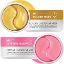 Under Eye Patches Kit: 120 Pcs Rosy Caffeine &amp; 24K Gold Gel Eye Mask for Dark Circles, Puffiness and Wrinkles - Anti-Aging Pads with Niacinamide, Collagen, Hyaluronic Acid &amp; Vitamin C (2 Pack)