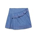 Under Fourteen Girls Pull On Denim Skirt with Satin Lining Lycra Fabric Embroidery Flannel Checks Cotton Pullon Skirt Casual Wear Comfortable Stylish Kids Denim Skirt for Daily