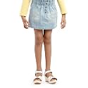 Under Fourteen Girls Pull On Denim Skirt with Satin Lining Lycra Fabric Embroidery Flannel Checks Cotton Pullon Skirt Casual Wear Comfortable Stylish Kids Denim Skirt for Daily