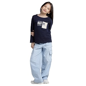 under fourteen only girls cotton tops collection  round neck crop top full amp half sleeve drop shoulder ruffle sleeve graphic printed embroidered amp slub knit styles
