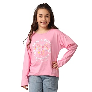 under fourteen only girls cotton tops collection  round neck crop top full amp half sleeve drop shoulder ruffle sleeve graphic printed embroidered amp slub knit styles