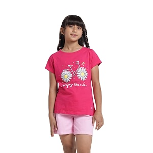 under fourteen only girls cotton tops collection  round neck crop top full amp half sleeve drop shoulder ruffle sleeve graphic printed embroidered amp slub knit styles