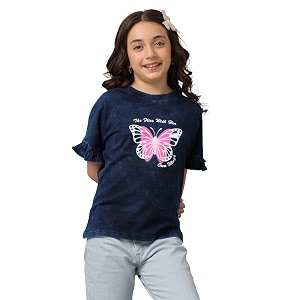 under fourteen only girls cotton tops collection  round neck crop top full amp half sleeve drop shoulder ruffle sleeve graphic printed embroidered amp slub knit styles