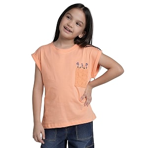 under fourteen only girls cotton tops collection  round neck crop top full amp half sleeve drop shoulder ruffle sleeve graphic printed embroidered amp slub knit styles