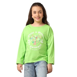 under fourteen only girls cotton tops collection  round neck crop top full amp half sleeve drop shoulder ruffle sleeve graphic printed embroidered amp slub knit styles