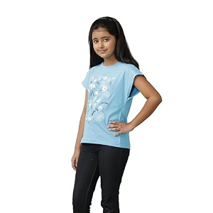 under fourteen only - girl39s t-shirt  girls cotton round neck graphic drop shoulder t shirt  sleeveless fabric - knits  12-13 years blue