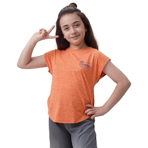 under fourteen only girls sportswear t shirt  half sleeve  dry fit fabric  regular fit  soft breathable activewear for kids  comfortable athletic tee all seasons