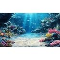 Under The Sea Aquarium Background Underwater Scene Coral Reefs Fish Tank Background Ocean Bed Scene Sand Rocky Outcrops Terrarium Backgrounds Seabed Diverse Marine Life Sunlight Tank Poster 30x12in