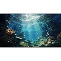 Underwater Aquarium Background Corals and Tropical Fish Terrarium Backdrop Rock Aquatic Plants Sunlight Rays Fish Tank Background Tank Aquarium Wallpaper Poster Decor Vinyl 36x24in