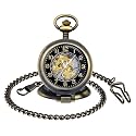 Unendlich U Classic Vintage Mechanical Pocket Watch, Arabic Numerals Scale Mens Womens Watch with Chain Xmas Fathers Day Gift