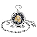 Unendlich U Classic Vintage Mechanical Pocket Watch, Arabic Numerals Scale Mens Womens Watch with Chain Xmas Fathers Day Gift