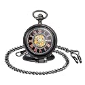 Unendlich U Classic Vintage Mechanical Pocket Watch, Arabic Numerals Scale Mens Womens Watch with Chain Xmas Fathers Day Gift