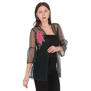 UNFAKENOW Women Floral Embroidered Pearl Embellished Net