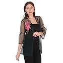 UNFAKENOW Women Floral Embroidered Pearl Embellished Net
