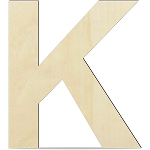 unfinished engineered wood alphabet k  4-inch capital letter for wall dcor crafts lippan art resin work amp more