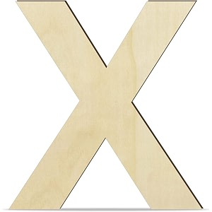 unfinished engineered wood alphabet x  4-inch capital letter for wall dcor crafts lippan art resin work amp more