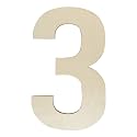 Unfinished Wooden Numbers 3, 12 Inch Wood Numbers Cutout for Wall Decor