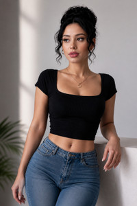 UNGRADUATE TRENDS Casual Solid Women Black Top