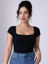UNGRADUATE TRENDS Casual Solid Women Black Top