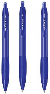 uni-ball click gel gel pen pack of 3 ink color - blue