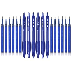 uni-ball click gel xsgr7 07mm retractable gel pen amp nbgk 07mm refill combo  6 pen amp 12 refill blue ink