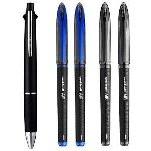 uniball uni-ball jetstream 4 color ball point pen air micro pen combo set 2 black  2 blue pens - uba 188 m