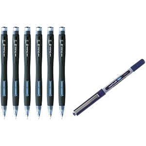 uni-ball m5-228 shalaku mechanical pencil amp uniball eye ub-150 blue pack of 3 micro 05mm tip rollerball pen