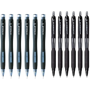 uni-ball m5-228 shalaku mechanical pencil amp uni-ball unjsp101bk6 jetstream roller ball pen set - pack of 6