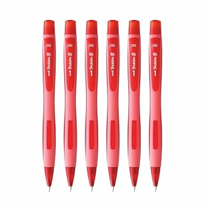 uni-ball shalaku 05mm mechanical pencil m5-228  rubberized body with unique side click mechanism  red body pack of 6