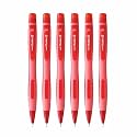 uni-ball Shalaku 0.5mm Mechanical Pencil (M5-228) | Rubberized Body with Unique Side Click Mechanism | Red Body, Pack of 6