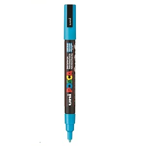posca pc-3m marker  09-13 mm bullet shaped tip light blue ink