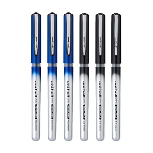 uni-ball qwik refill ub 215 05mm roller ball pen  blue amp black ink pack of 6