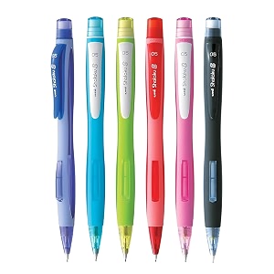 uni-ball shalaku 05mm mechanical pencil m5-228  rubberized body with unique side click mechanism  body color may vary pack of 5