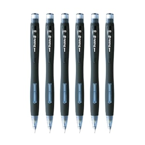 uni-ball shalaku 05mm mechanical pencil m5-228  rubberized body with unique side click mechanism  pink body pack of 6