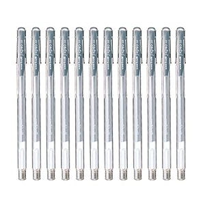 uni-ball plastic signo um-100 gel pen silver ink pack of 12