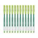 uni-ball Signo UM-100 0.7mm Gel Pen | Extremely Quick Drying Ink | Transparent Sleek Body | Light Green Ink, Pack of 12