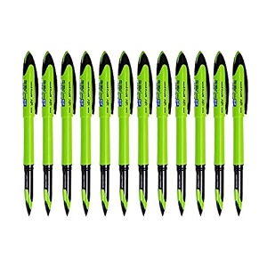 uni-ball air uba188elm 05mm roller ball pen  lime green body blue ink pack of 12