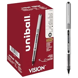 uni-ball vision rollerball pens fine point 07mm black 36 count