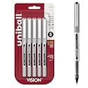 uni-ball Vision Rollerball Pens, Fine Point (0.7mm), Black, 5 Count