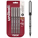 uni-ball Vision Stick Roller Ball Pens, Micro Point, Black Ink, Pack of 4
