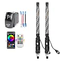 UNI-SHINE 2PCS 1FT LED Whip Lights with RGB Chasing Lights with APP &amp; Remote Control, Music Antenna Whip Light for Can-Am UTV ATV RZR Can-Am SXS Polaris Offroad Truck