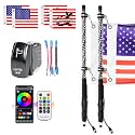 UNI-SHINE 2PCS 2FT LED Whip Lights with RGB Chasing Lights with APP &amp; Remote Control, Music Antenna Whip Light for Can-Am UTV ATV RZR Can-Am SXS Polaris Offroad Truck