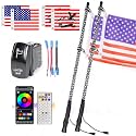 UNI-SHINE 2PCS 3FT LED Whip Lights with Spring Base Spiral RGB Chasing Lights with APP &amp; Remote Control, Music Antenna Whip Light for Can-Am UTV ATV RZR Can-Am SXS Polaris Offroad Truck