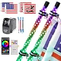 UNI-SHINE 2PCS 4FT LED Whip Lights with Spring Base Spiral RGB Chasing Lights with APP &amp; Remote Control, Music Antenna Whip Light for Can-Am UTV ATV RZR Can-Am SXS Polaris Offroad